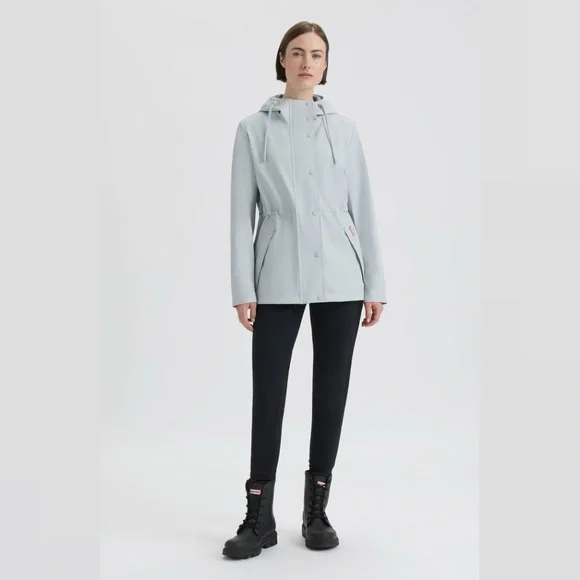 HUNTER Abbey Short Rubberized Rain Jacket w/ Hood XL Silver Grey NWT - Picture 15 of 17